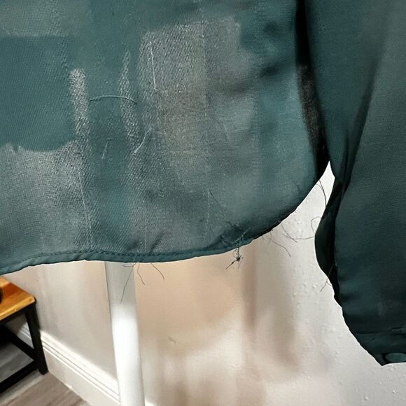 Parker Medium Green blouse with ruffles long sleeve - Picture 7 of 11